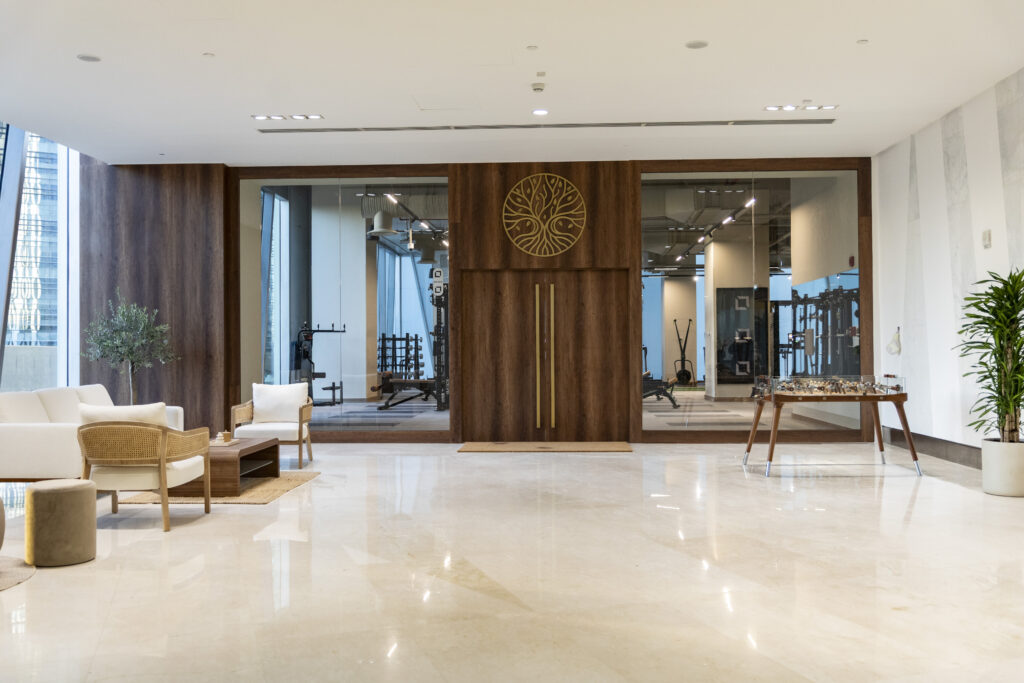 Lobby with comfy sofa and Foosball table